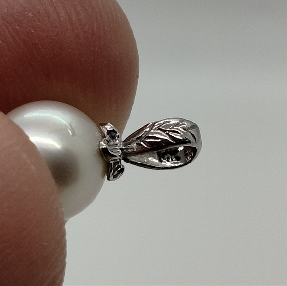 14K Karat White Gold Fresh Water 10mm Pearl Pendant 1.1 Grams PF No Chain - Picture 5 of 12
